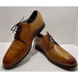 Aldo Shoes Mens 9.5 Classic Oxford Dress Lace Up Brown Leather Plain Toe EUC